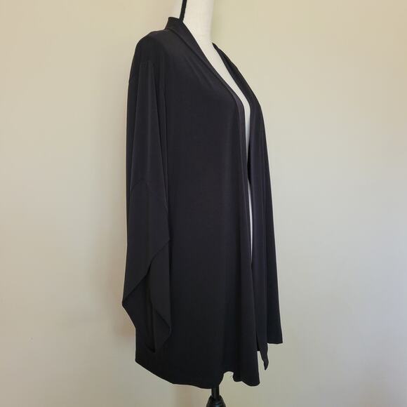 Lane Bryant Sz 18/20 long Cardigan Jacket Jersey Open Unique Long Sleeve Black - Picture 2 of 14